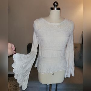 LAST CALL - Delightful angel wing crochet and lace blouse